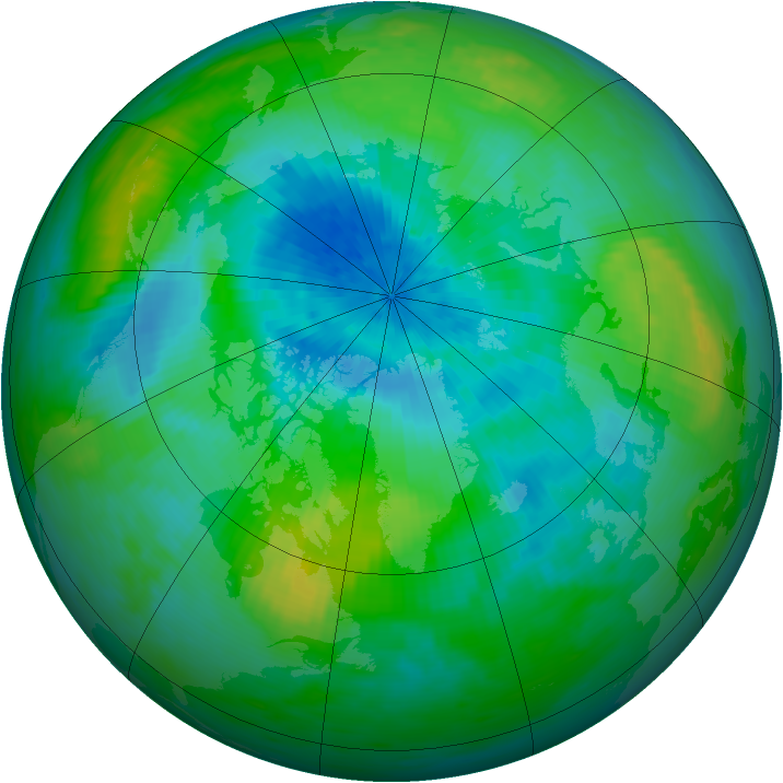 Arctic ozone map for 08 September 1991